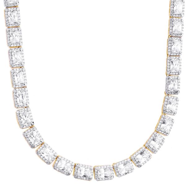 Iced Out Bling Zirconia Tennis Chain - SQUARE 6mm gold black