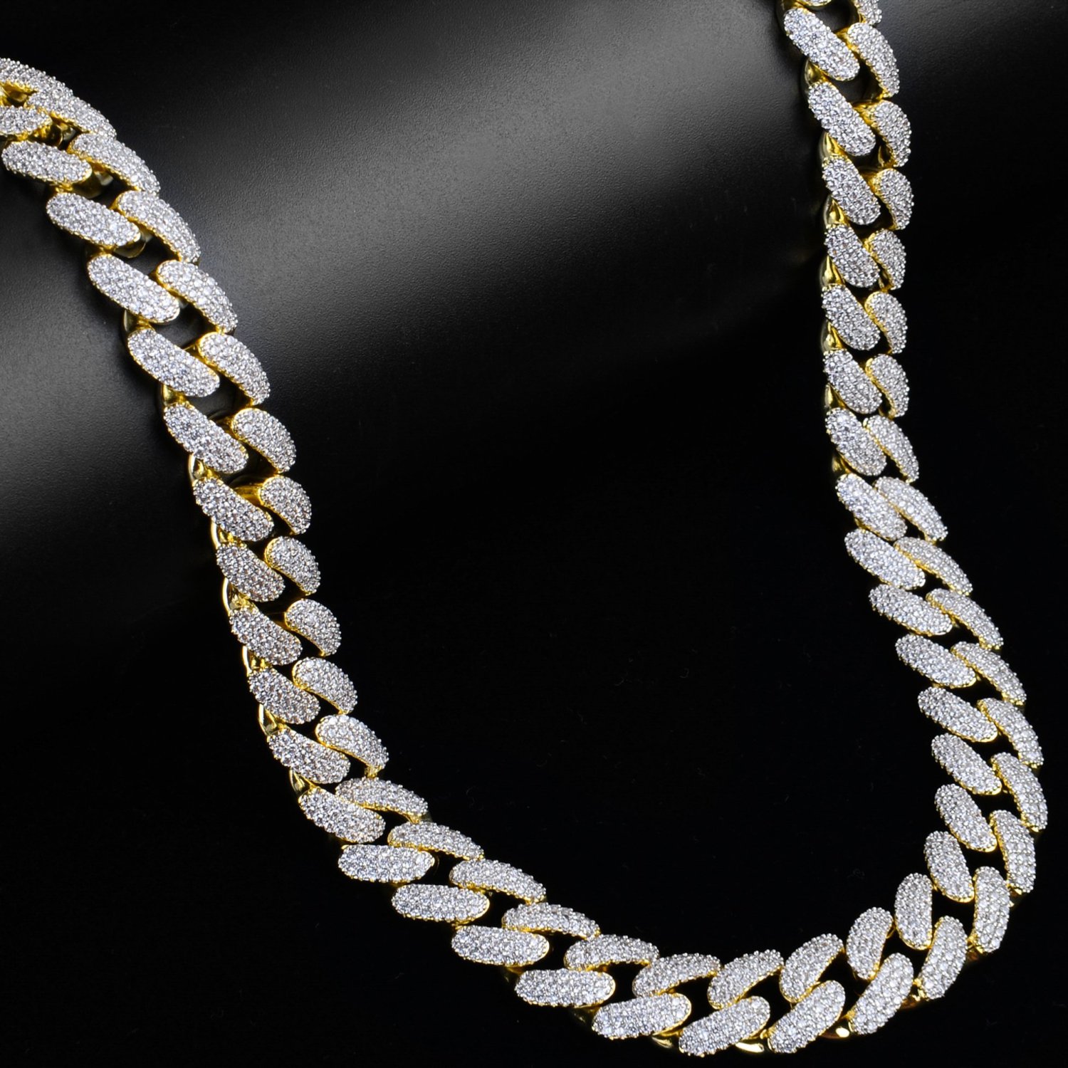 Iced Out Bling Zirconia Chain - Miami Cuban 18mm silver | Curb chains