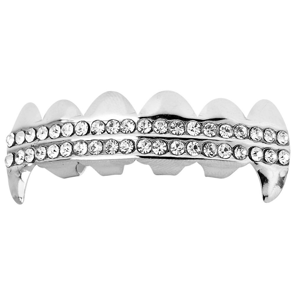 One Size Fits All Bling Grillz – DRACULA TOP – Silber