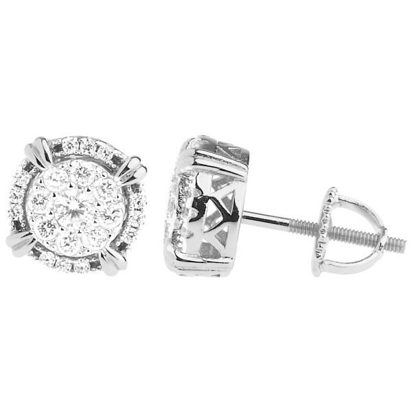 925 Argent Sterling Bling Zircone Boucles d'oreilles 10mm