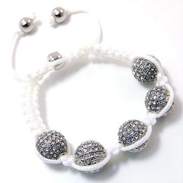 Unisex Bling Armband - DISCO BALL DOUBLE KNOT silber weiß