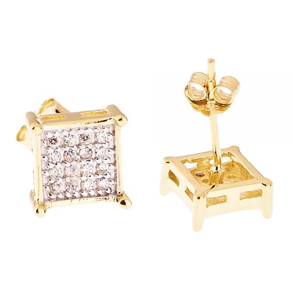 925 Sterling MICRO PAVE Ohrstecker - SQUARE 8mm gold