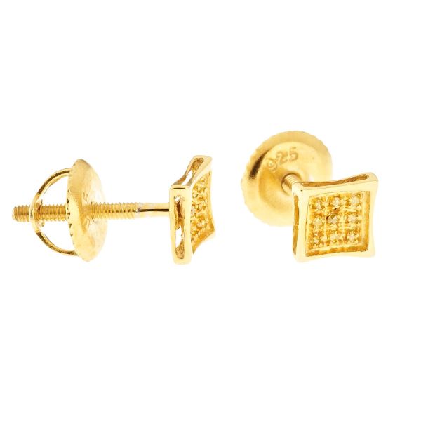925 Silber Diamant Ohrstecker - KITE SHAPE 0.05ct gold
