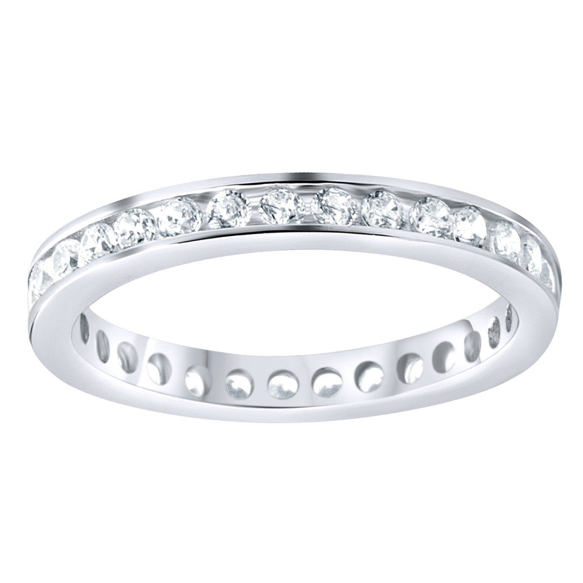 Sterling 925er Silber Eternity Ring – 3mm Channel Set Sterling 925er Silber Eternity Ring – 3mm Channel Set