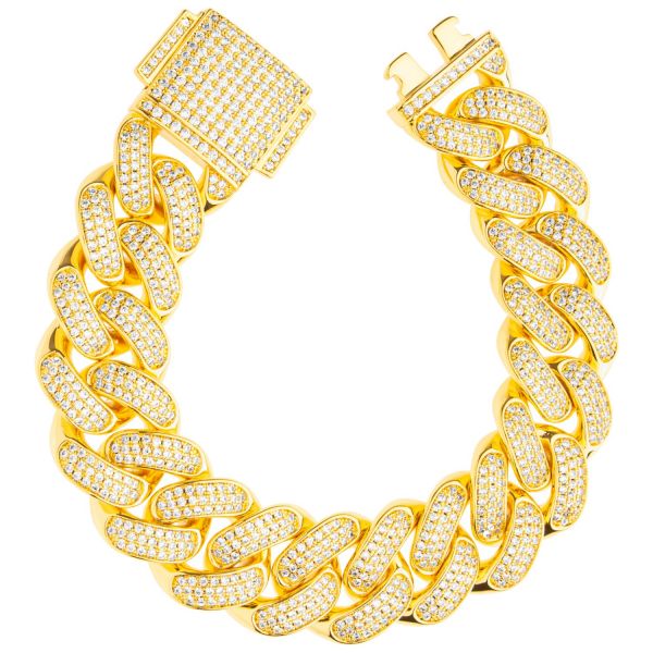 ICED OUT Cuban Link Bling Bracelet - 18mm argent