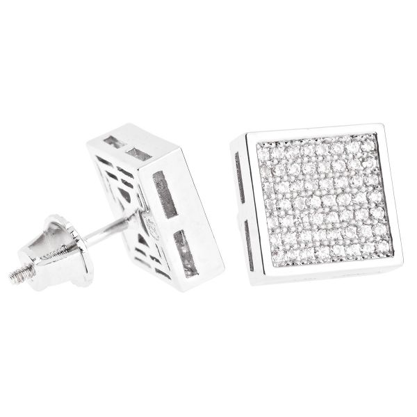 Iced Out Bling Micro Pave Ohrstecker - SQUARE 10mm