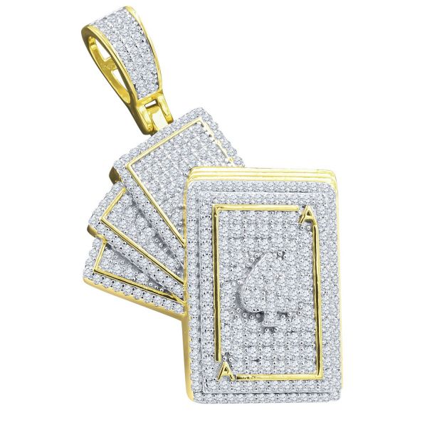 Iced Out 925 Sterling Silver 3D Pendant - POKER gold