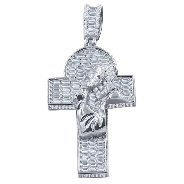 Iced Out 925 Sterling Argent 3D Penditif - JESUS ALTAR