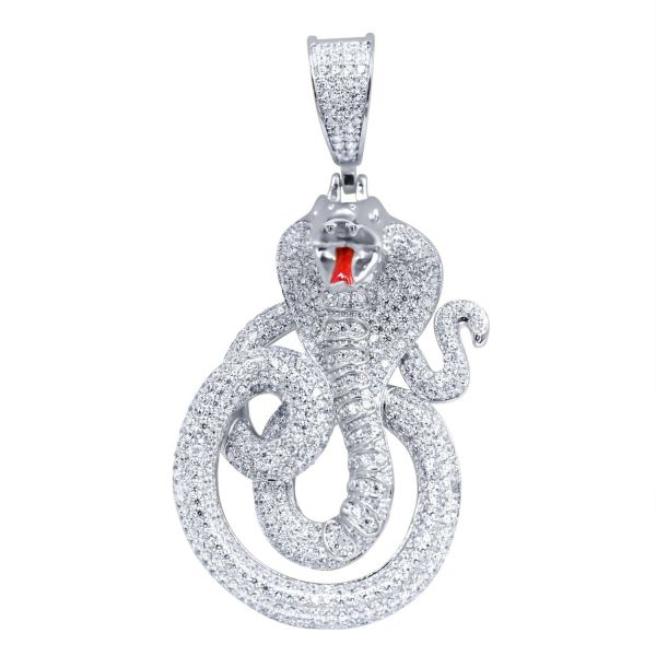 Iced Out 925 Sterling Silver 3D Pendant - COBRA