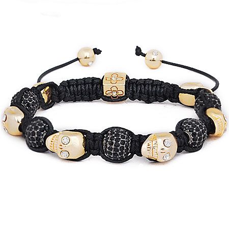 Unisex Bling Armband - PAVE BALLS SKULL gold
