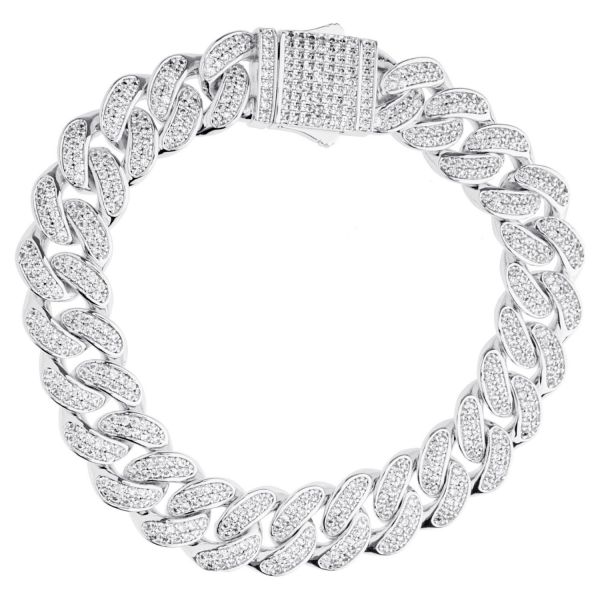 ICED OUT Cuban Link Bling Bracelet - 12mm silver