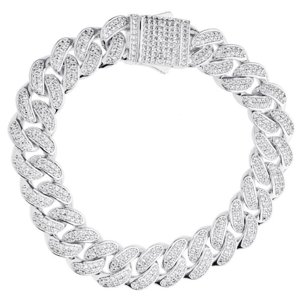 ICED OUT Cuban Link Bling Bracelet - 12mm argente