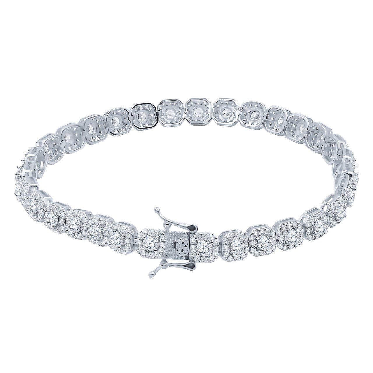 Iced Out 925 Sterling Silber Tennis Armband - CLUSTER 6mm