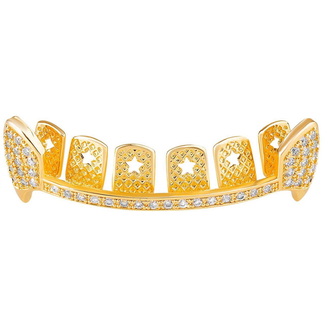 One size fits all Grillz – VAMPIRE Bling Zirkonia Bar gold