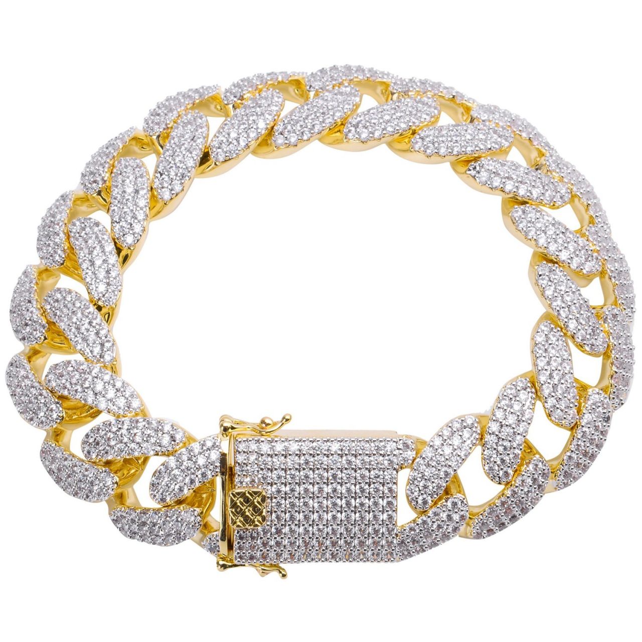 Iced Out Bling CUBAN Panzerkette Armband - 18mm gold