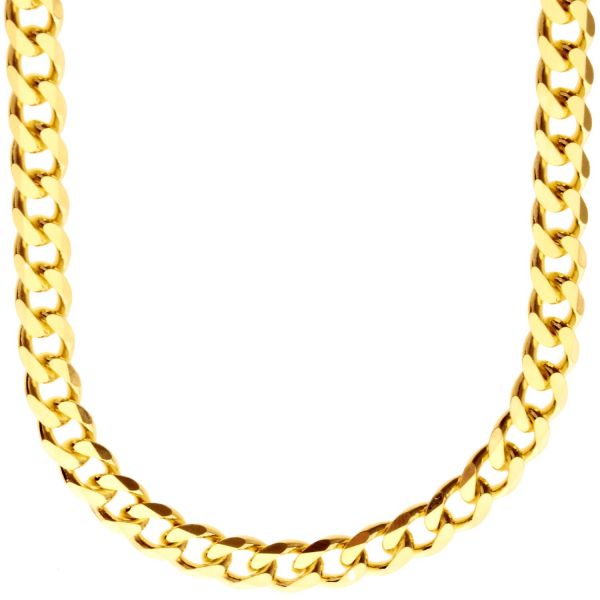 925 Sterling Silver Bling Chain - CURB 7.4mm gold