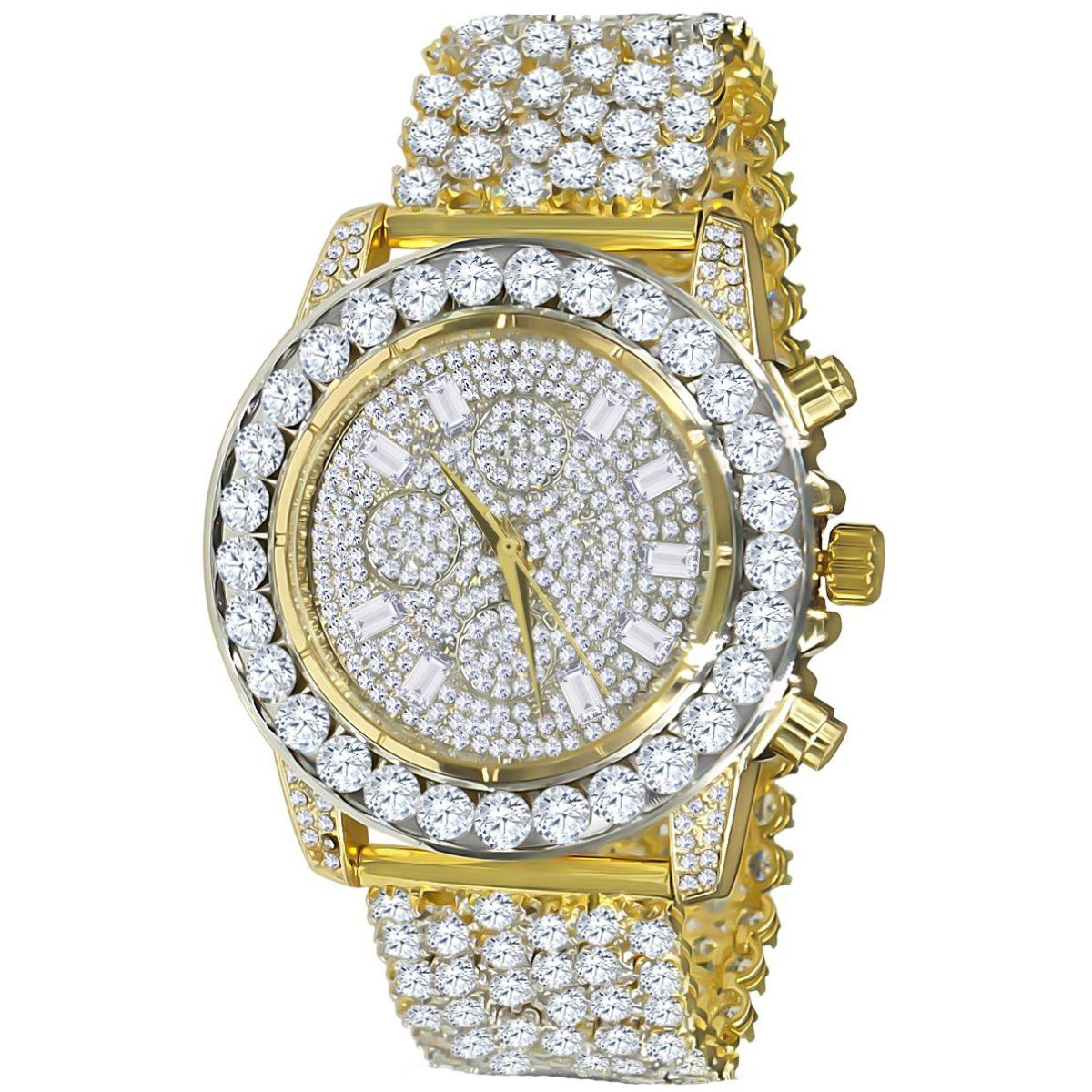 High Quality FULL ICED OUT ZIRKONIA Uhr – gold