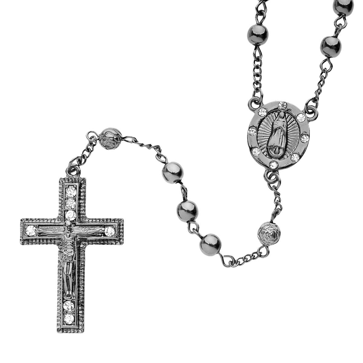 Iced Out Bling Fashion Kette – Rosary schwarz hematit II