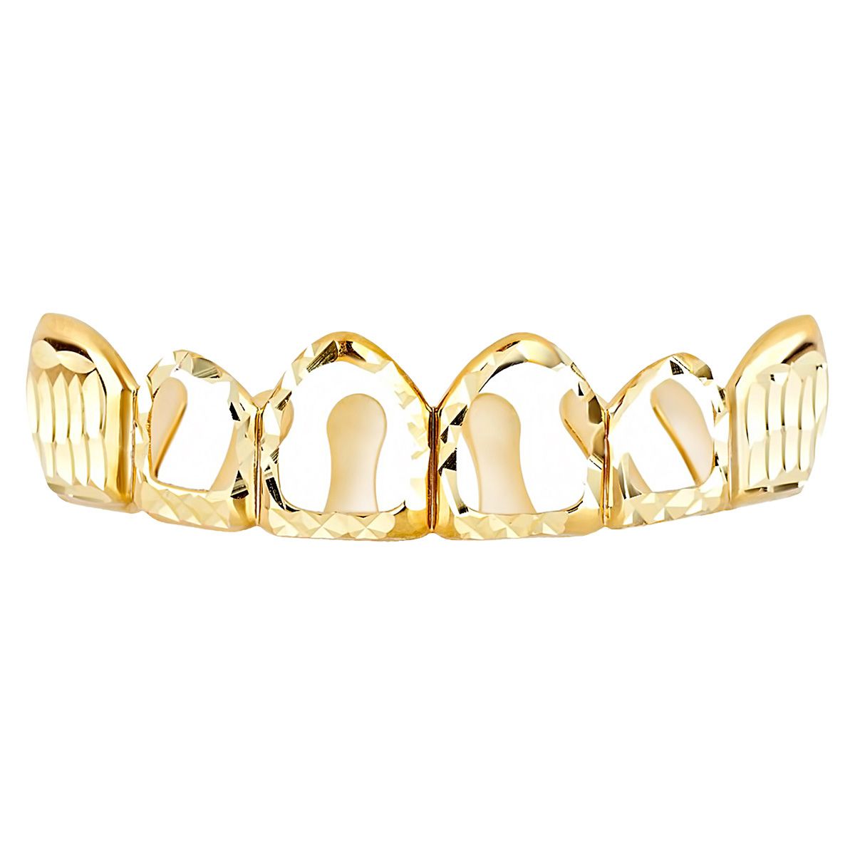 Gold Diamond Cut Grillz – One size fits all – HOLLOW Top