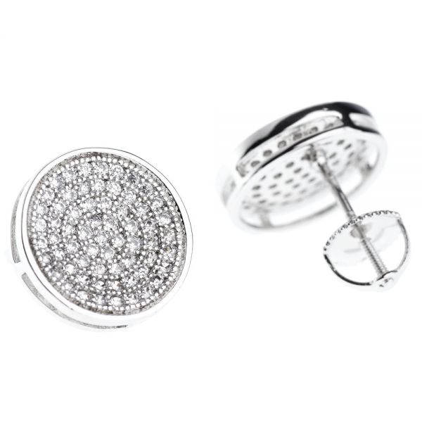 925er Silber MICRO PAVE Ohrstecker - CIRCLES 12mm
