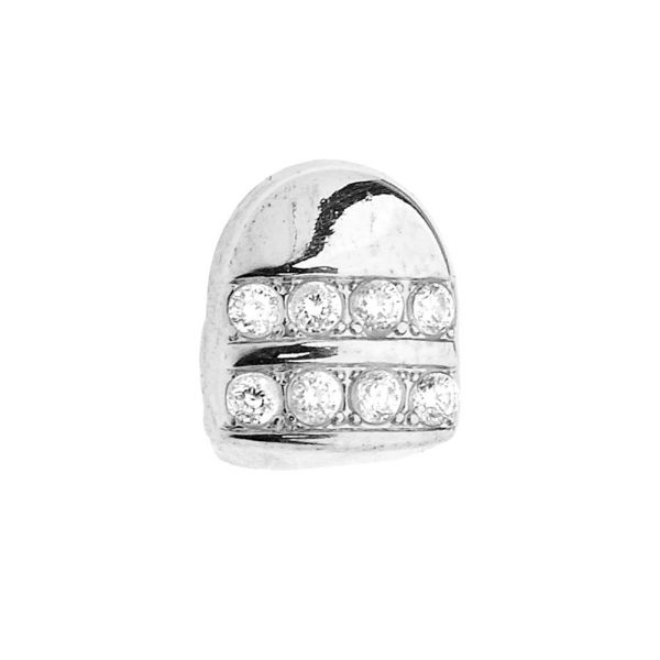 Micro Pave TOP Silver Iced Out One Size Fits All Bling Grillz 