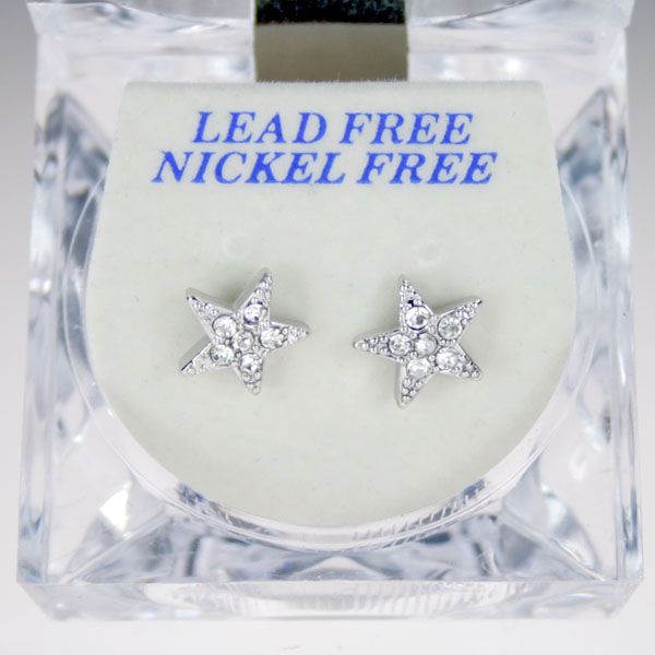 Iced Out Bling Ohrstecker Box - MINI STAR silber