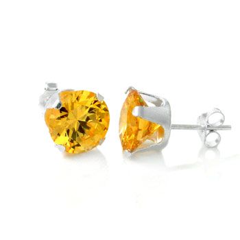 925 Sterling Silver Ear Stud - round / yellow