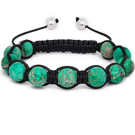Unisex Marcrame Armband - GREEN STONE
