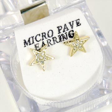 Bling Mirco Pave Ohrstecker - GOLD STAR 8mm