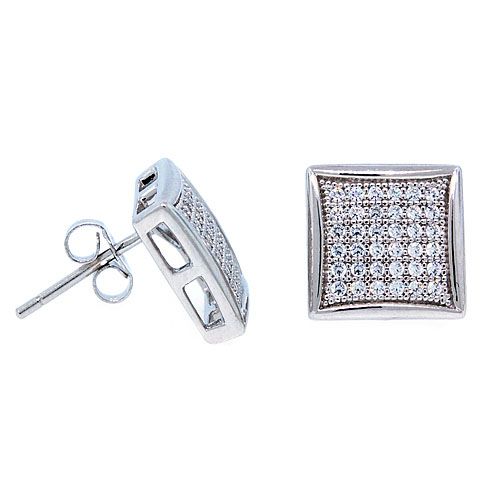 Sterling 925 Silber MICRO PAVE Ohrstecker - WIDE 12mm