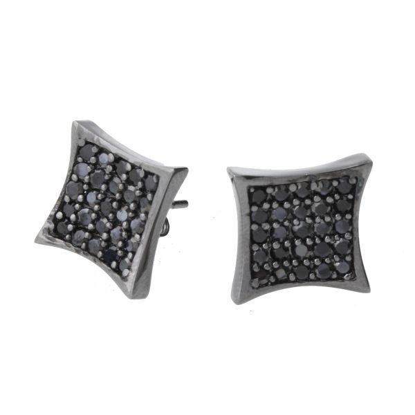 Sterling 925 Silver Earrings - MID CRYSTAL 10mm black