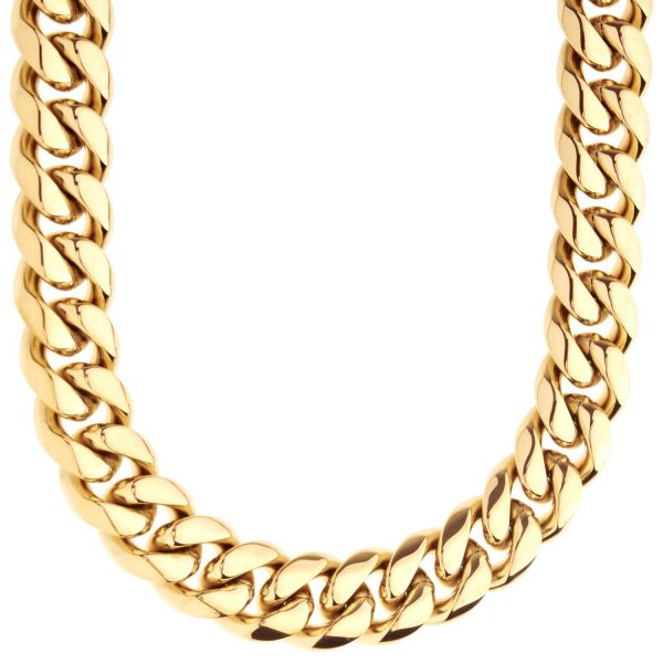Iced Out Bling Stainless Steel Curb Chain - Miami Cuban 14mm