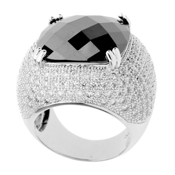 Iced Out Bling Micro Pave Ring - ROSE CUT black