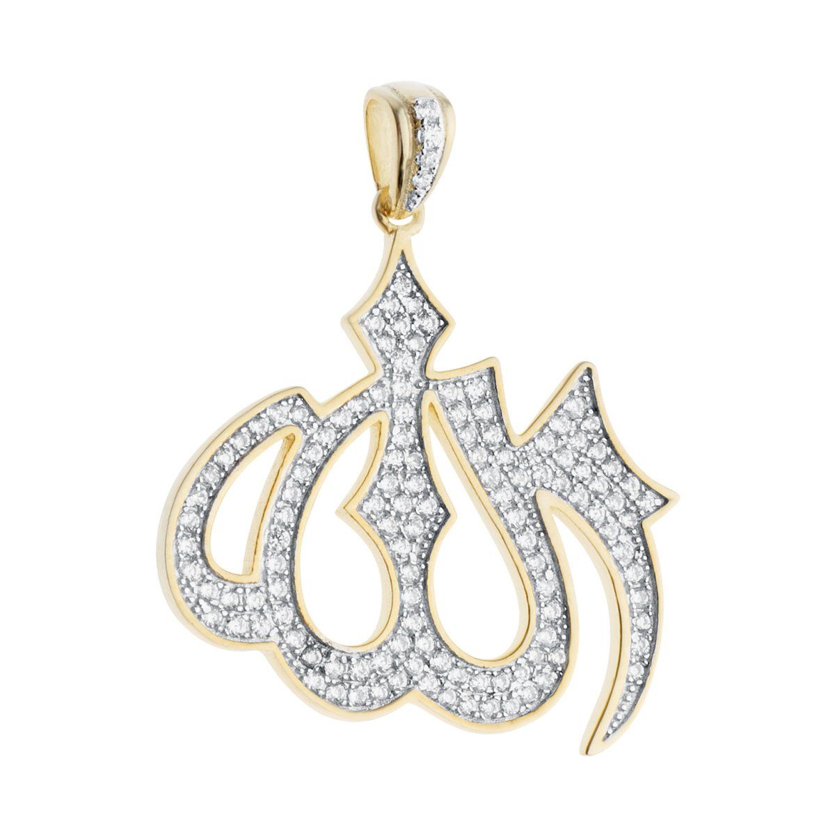 Premium Bling – 925 Sterling Silber Allah Mini AnhÃ¤nger gold