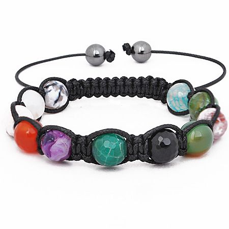 Unisex Macrame Armband - STONE multi color
