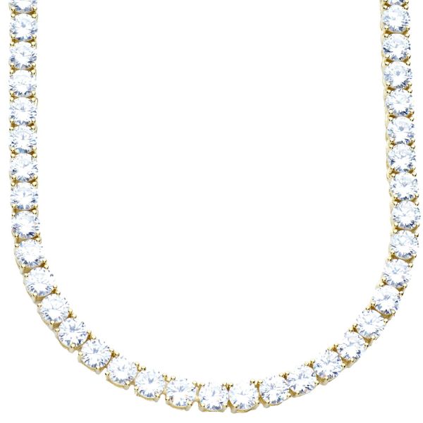 Premium Bling Sterling 925 Silver CZ Necklace 5mm gold 45cm
