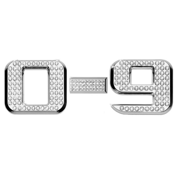 Luxbling Chrome 3D Nombre avec Swarovski Crystals - 9