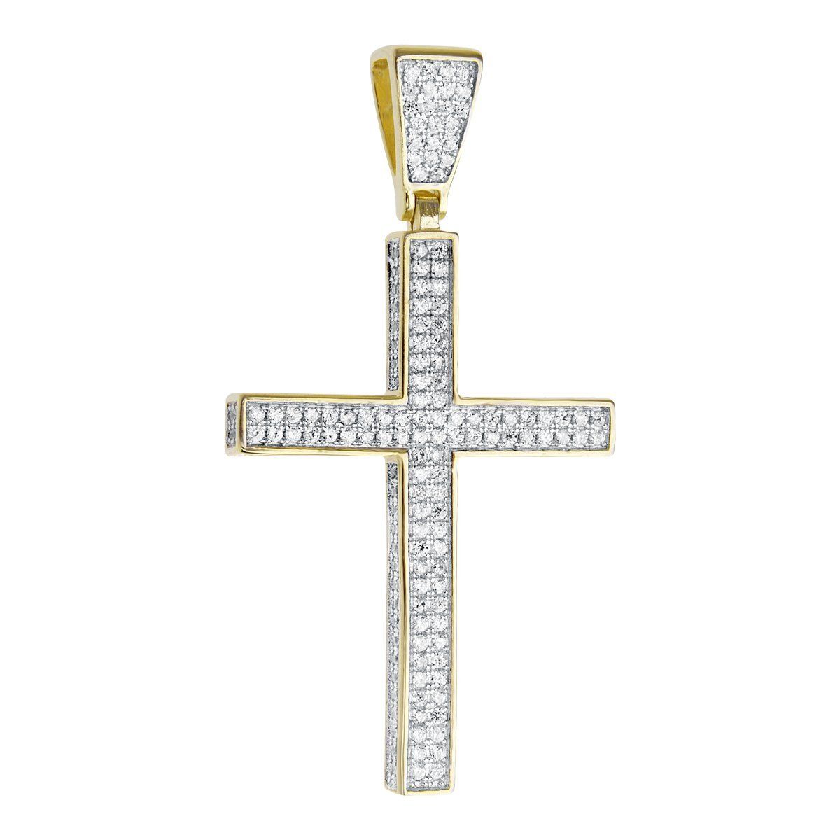 Premium Bling – 925 Sterling Silber Kreuz AnhÃ¤nger gold