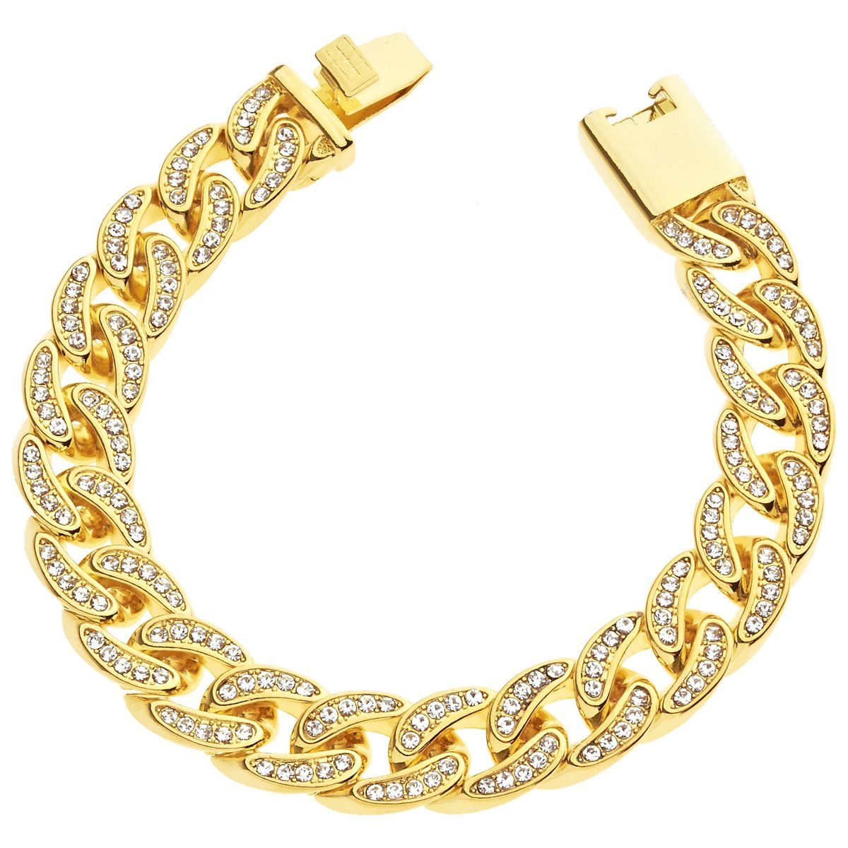 Iced Out Panzerkette Armband - CUBAN CZ 12mm gold
