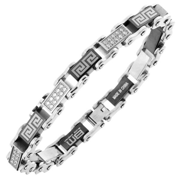 Iced Out Stainless Steel Micro Pave CZ Bracelet - 10mm silve